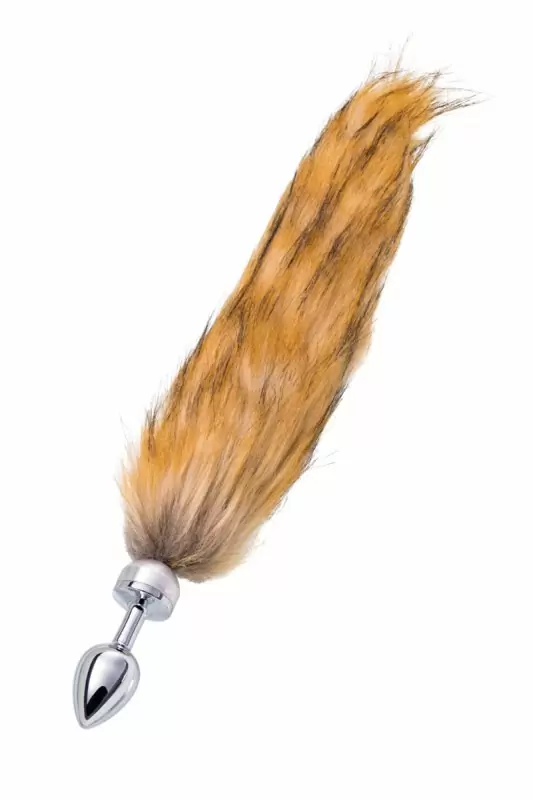 Маленькая анальная пробка с большим хвостом TOYFA Metal – рыжий