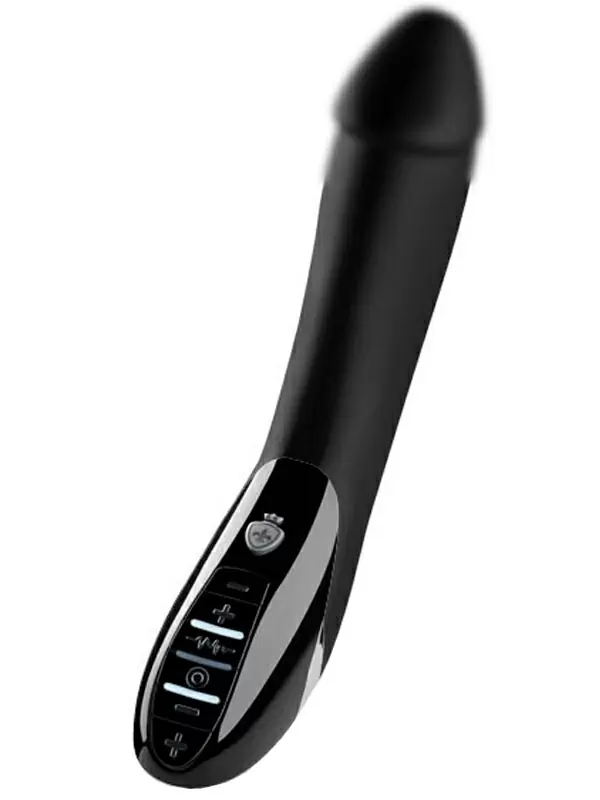 Изогнутый вибратор Mystim Tickling Truman с электростимуляцией, с реалистичной головкой, черный