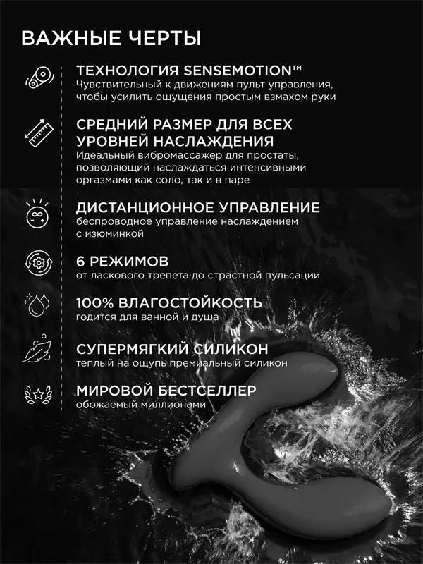 Мощный стимулятор простаты Lelo Hugo, с пультом Д/У, 6 режимов, 7,2 см