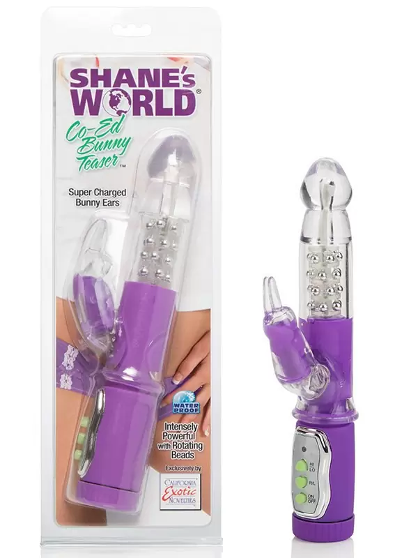 Вибратор для G-точки Shane`s World Co-Ed Bunny Teaser с ротацией – фиолетовый