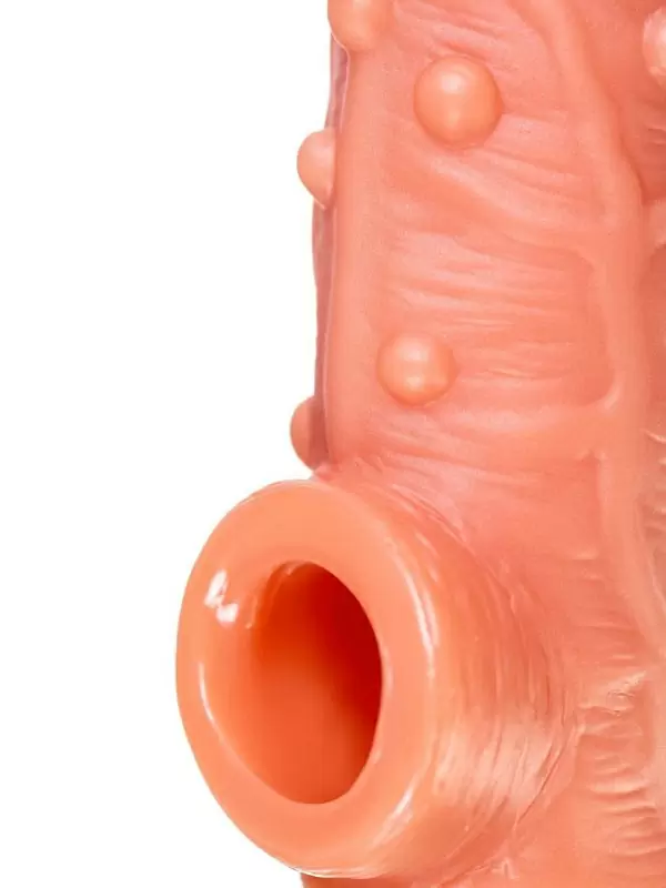 Насадка реалистик на фаллос, с пупырышками и отверстием для мошонки EXTREME SLEEVE RES.002 Medium