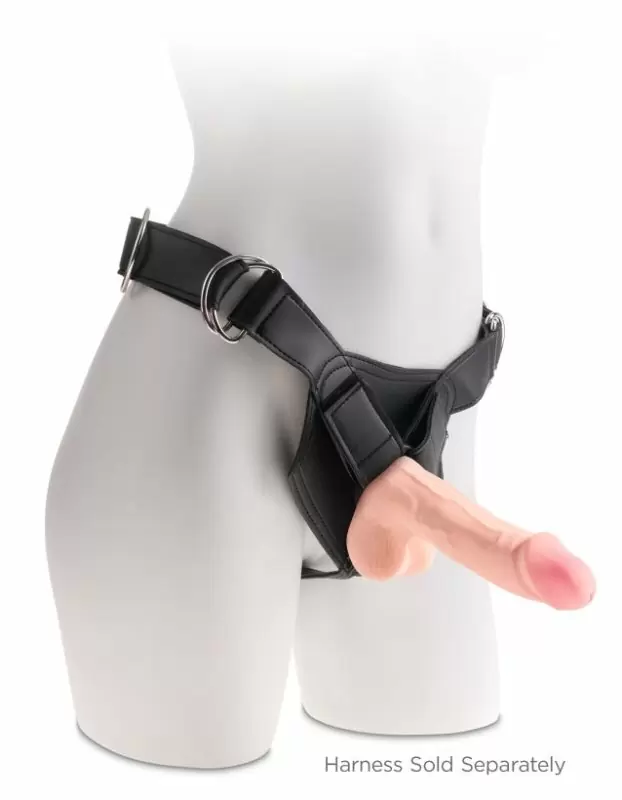 Реалистичный дилдо тройного покрытия с мошонкой и присоской King Cock Plus. 16,5 см