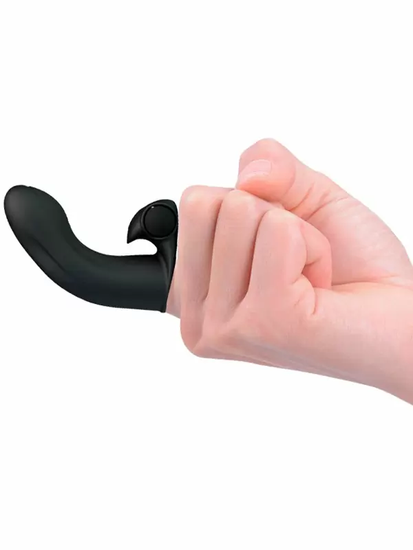 Компактная вибронасадка на палец PrettyLove Adonis, 8,2 см, силикон, черный