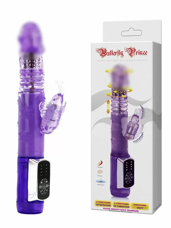 Ротатор Butterfly Prince с поступательными движениями и вибростимуляцией клитора – фиолетовый