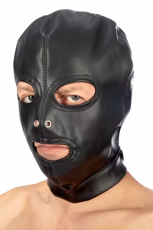 БДСМ-маска на лицо с отверстиями для глаз Fetish Tentation, черная