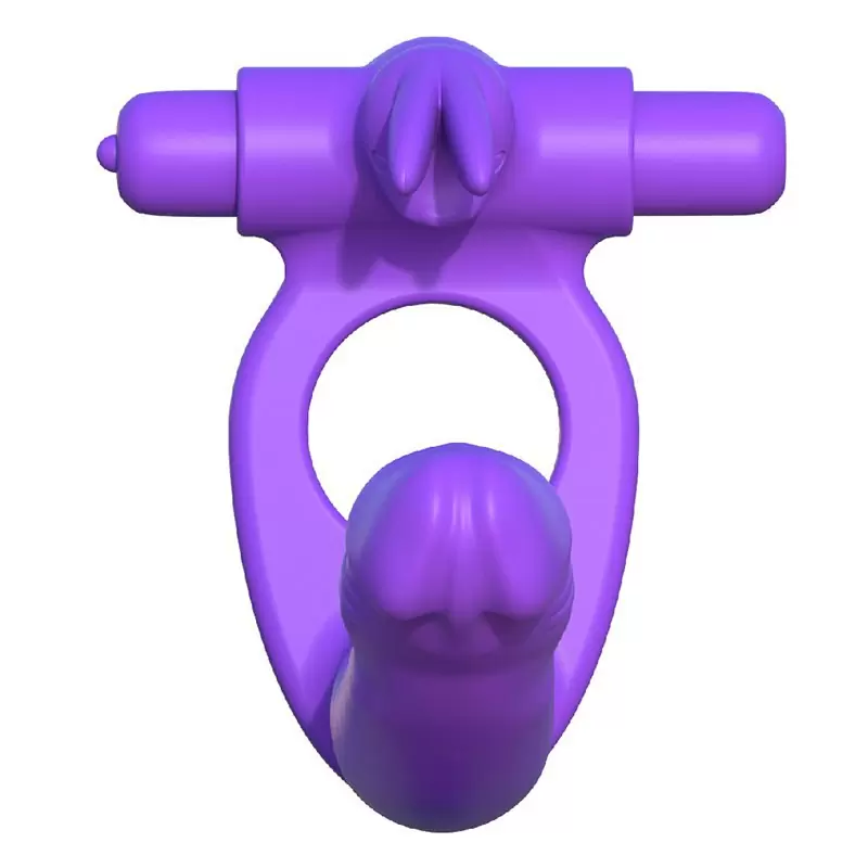 Эрекционное кольцо Double Penetrator Rabbit для двойного проникновения – фиолетовый
