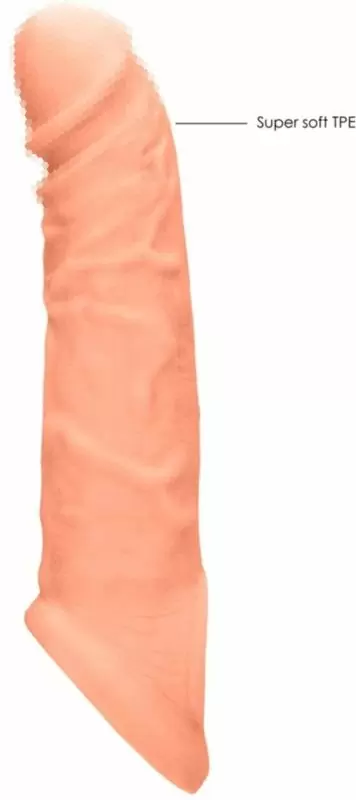 Увеличивающая насадка Shots Toys RealRock с креплением, телесный, 21,9 см х 5,9 см