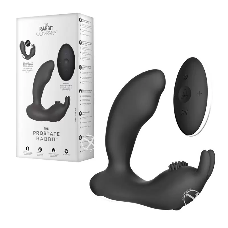 Перезарежаемый стимулятор простаты с вибрацией The Prostate Rabbit - черный