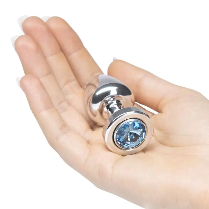 Красивая анальная пробка Anni Magnet T1 с двумя заменяемыми кристаллами на магните – серебристый