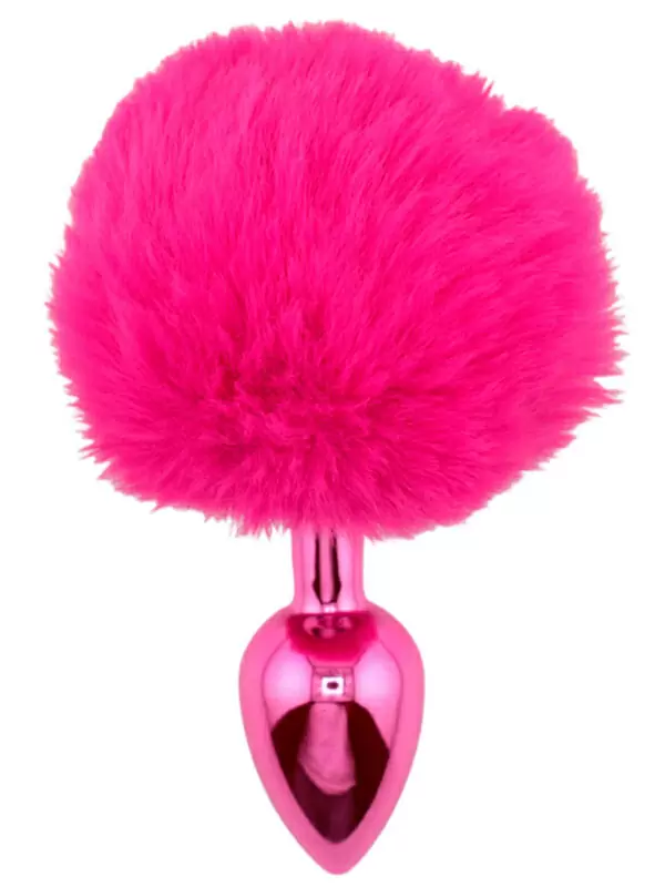 Розовая анальная пробка с заячьим хвостиком Small