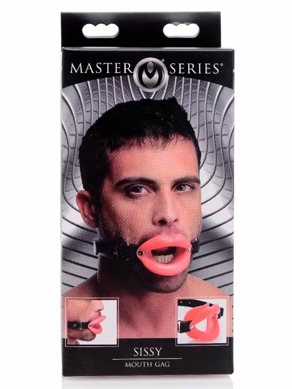 Необычный кляп-расширитель Sissy Mouth Gag, диаметр 4,2 см, в форме губ, розовый с черным