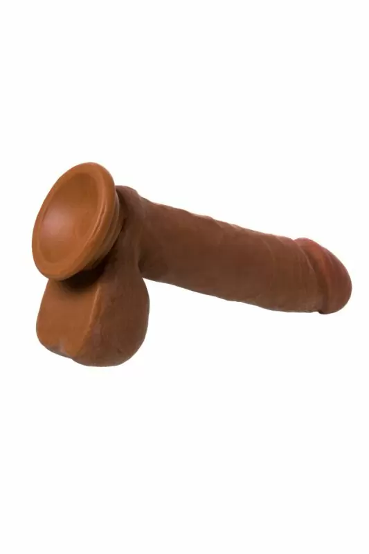 Виброреалистик с мошонкой Toyfa Elite Mulatto на присоске 16 см – мулат