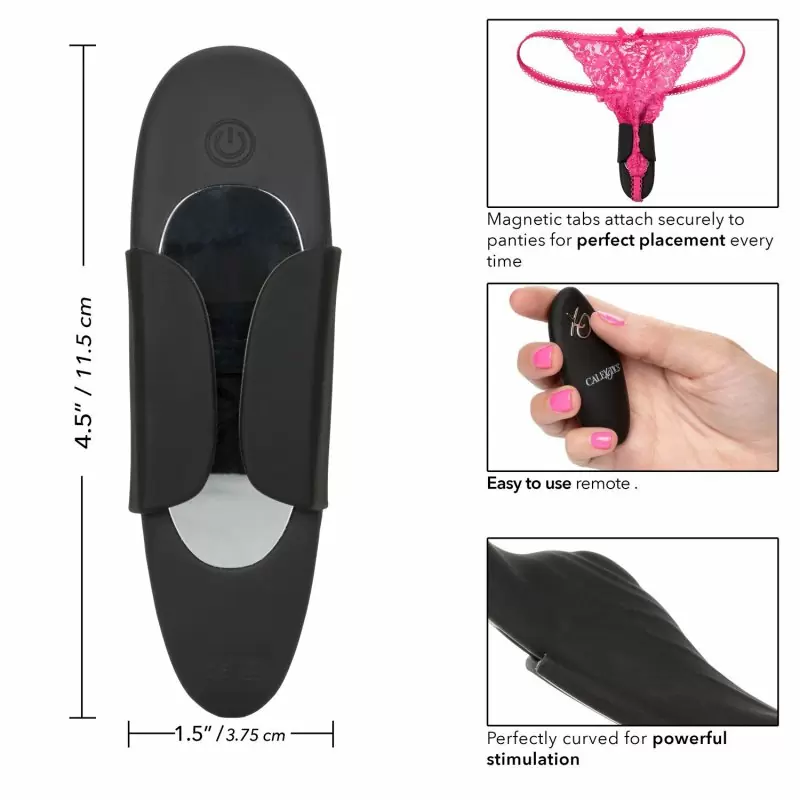 Носимый стимулятор клитора Lock-N-Play Remote Panty Teaser, 12 режимов, с пультом Д/У, 11,5 см, черный