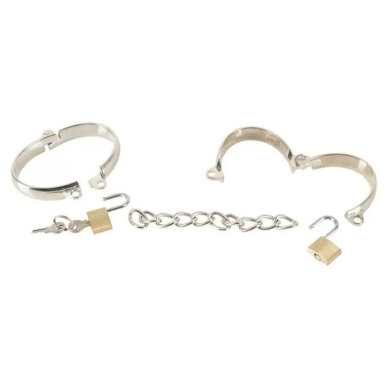 Металлические наручники на цепочке Bad Kitty Metal Handcuffs - серебристый