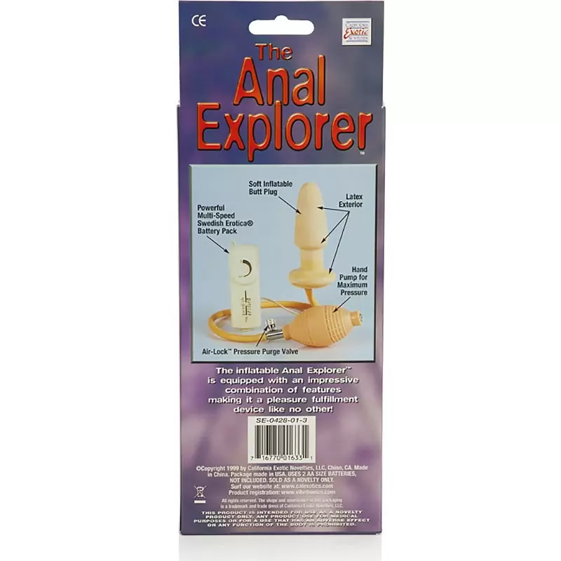 Надувная анальная пробка Anal Explorer с вибрацией – телесный