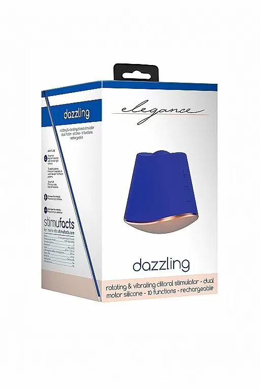 Клиторальный стимулятор с вибрацией и ротацией Dazzling (синий)