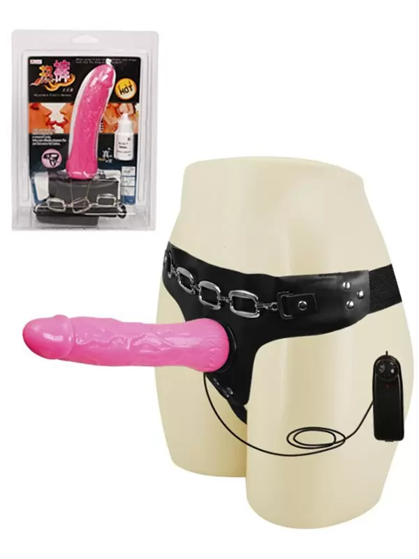 Женский страпон с насадкой-вибромассажером Ultra Passionate Harness – розовый