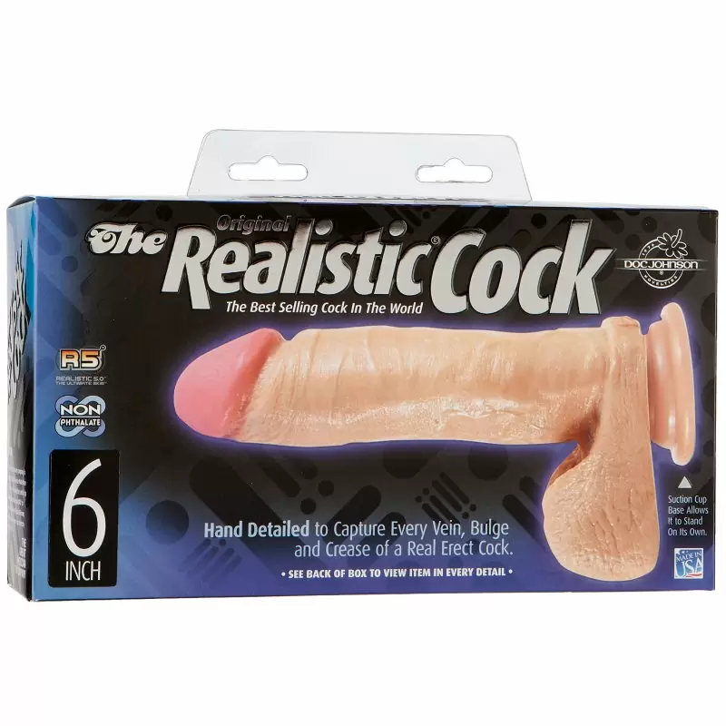 Реалистичный фаллоимитатор Doc Johnson Realistic Cock, 19 см, диаметр 4 см, телесного цвета