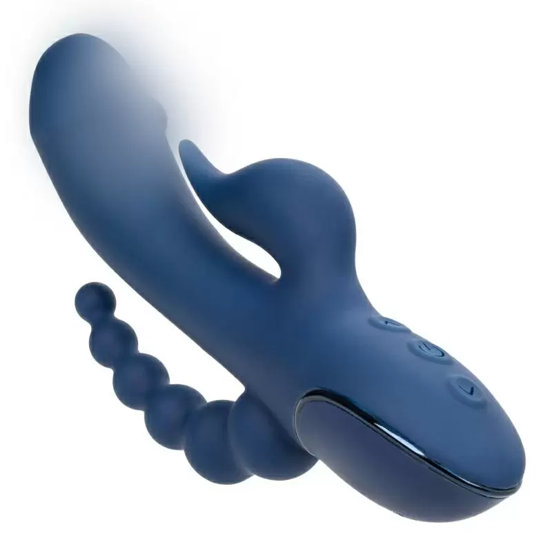 Тройной вибратор III Triple Orgasm, 20,5 см, 20 режимов, синий