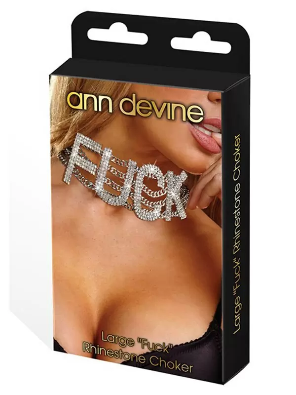 Широкий ошейник Ann Devine - Fuck Rhinestone Choker с кристаллами – серебристый