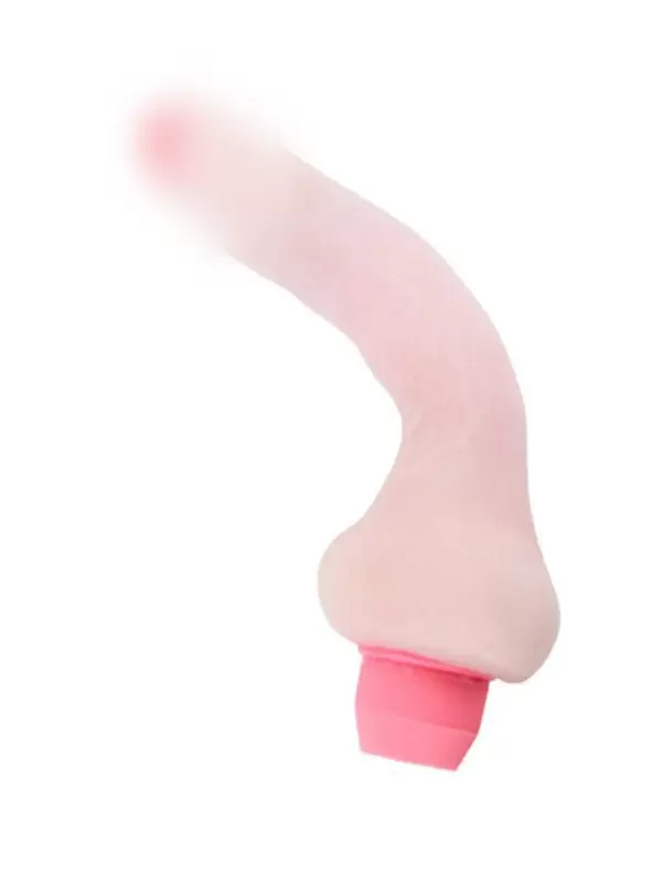 Вибратор-реалистик Bendable Vibarating Dong с мошонкой и гибким хребтом – телесный