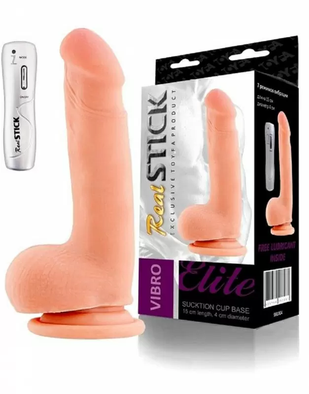 Реалистичный фаллоимитатор с вибрацией TOYFA RealStick Elite 15 см - телесный