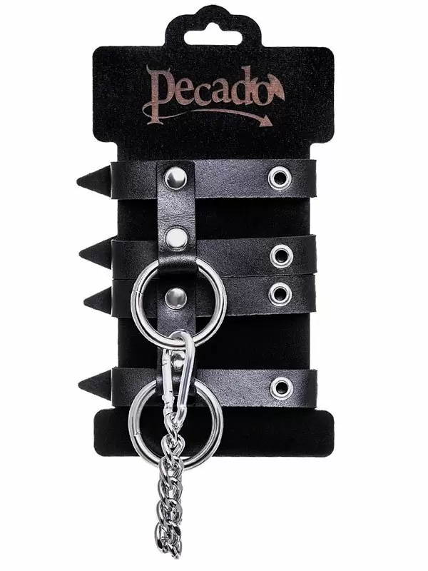 Наручники Pecado BDSM, однослойные, из двух ремешков, натуральная кожа, черные