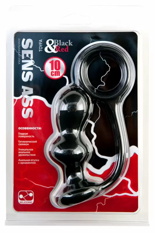 Анальная втулка 10 см с эрекционным кольцом TOYFA Black&Red – чёрный