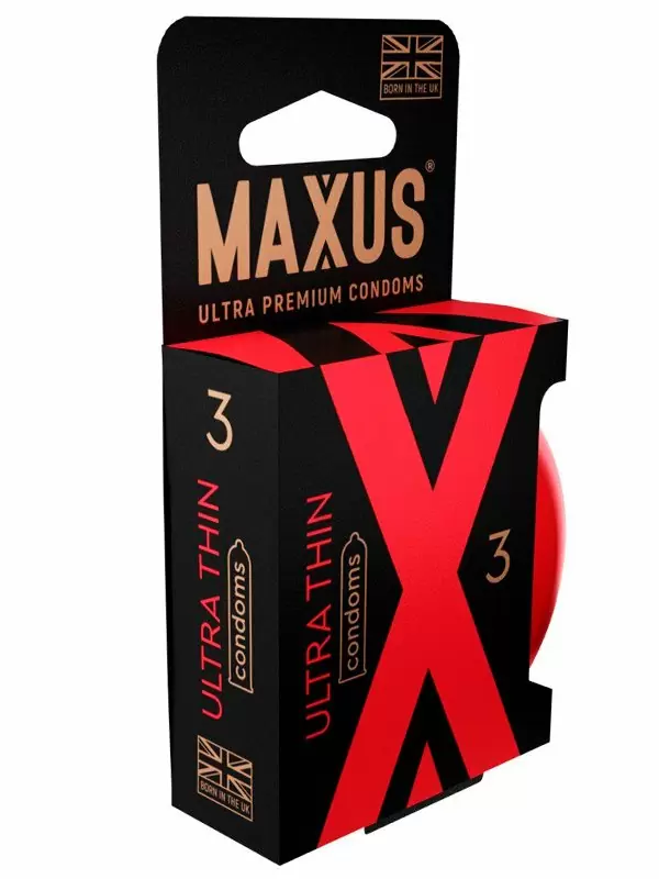 Гладкие презервативы MAXUS Ultra thin, ультратонкие, 18 см, 3 шт