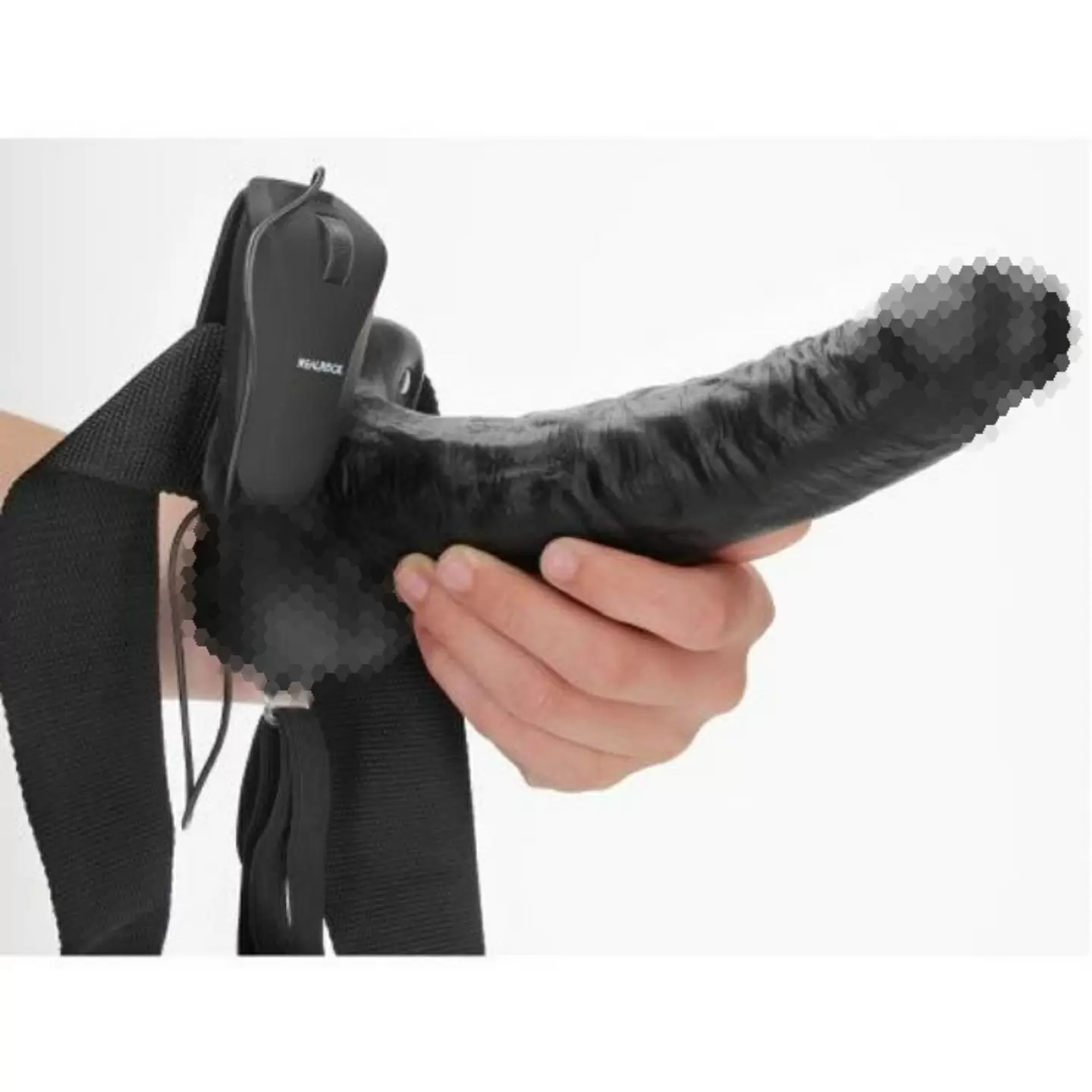 Мощный вибрострапон-фаллопротез Shots toys, с проводным пультом, 23 см, ПВХ , черный 