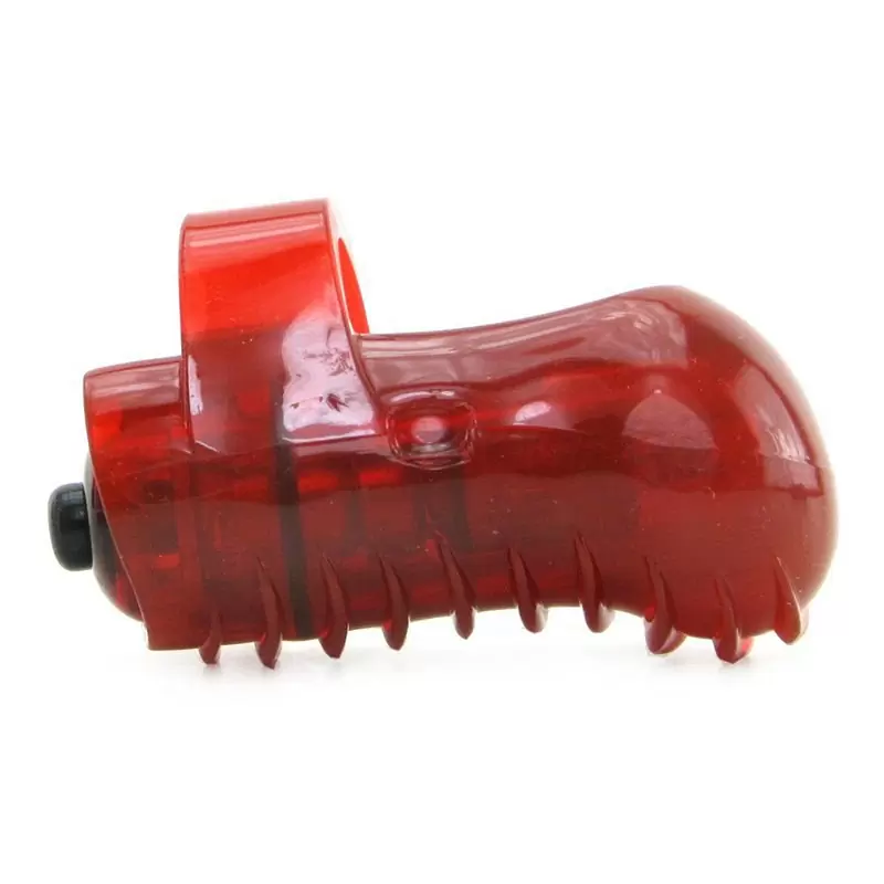 Светящийся вибростимулятор на палец Screaming O - Fing O Glow с волнами – красный