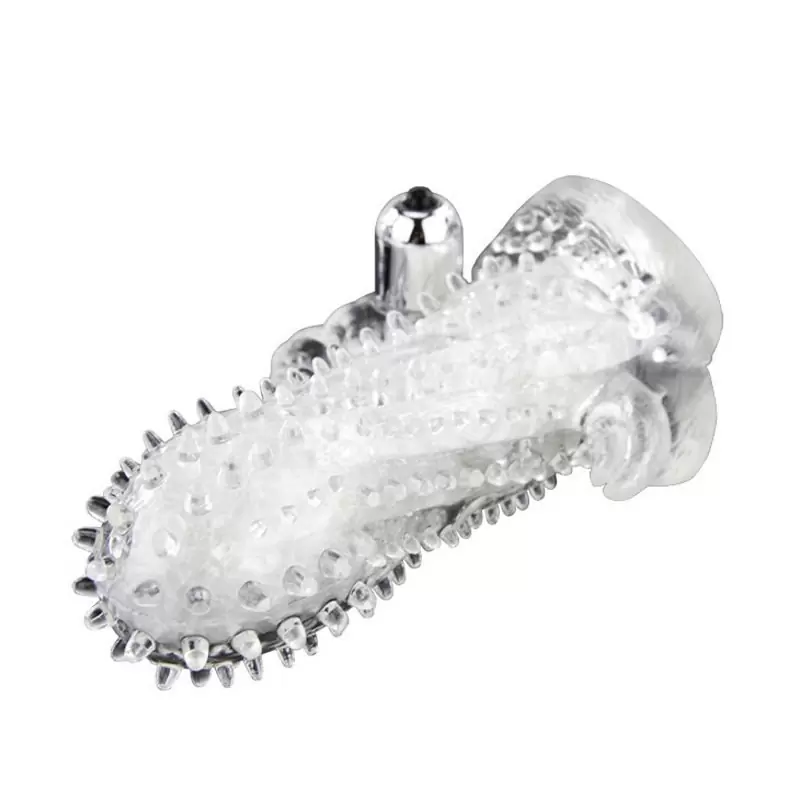 Насадка для удлинения пениса Brave Man со стимуляторами клитора и ануса с вибрацией – прозрачный