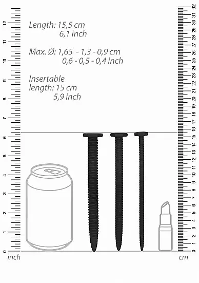 Набор из трех стимуляторов уретры (струн) Silicone Screw Plug Set