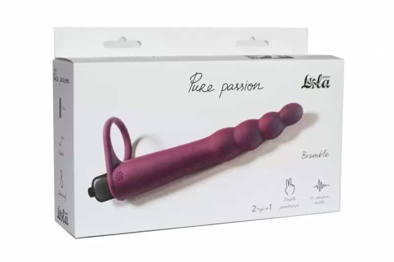 Вибронасадка для двойного проникновения Pure Passion Bramble, бордовая