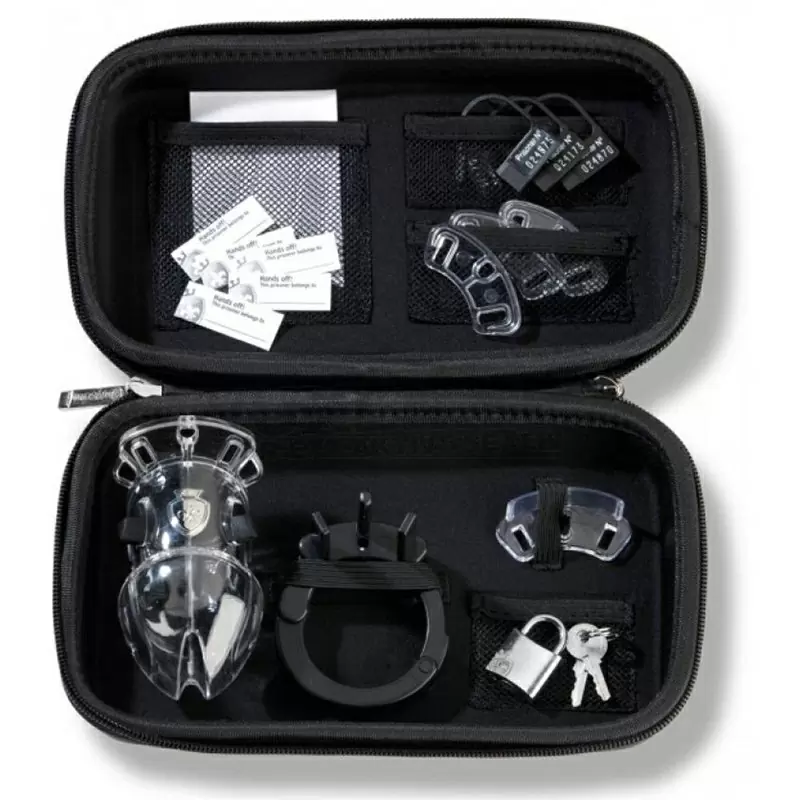 Пояс верности на пенис Pubic Enemy No 2 с электростимуляцией – прозрачный/черный