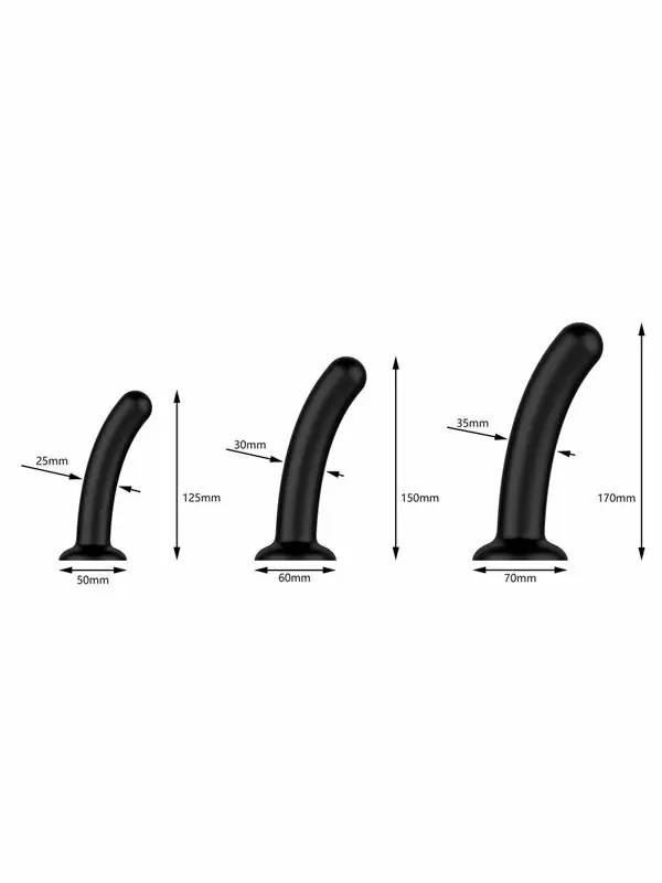 Набор расширителей Nexus Silicone Dilator, изогнутой формы, 3 размера, черные | Он и Она 18+