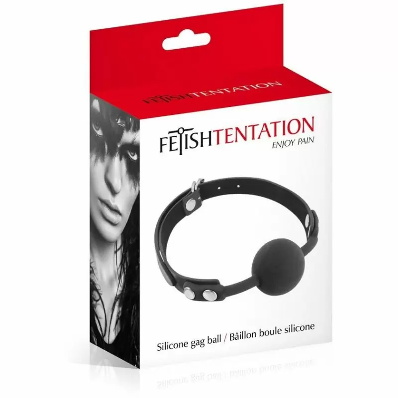 Черный боди-комбинезон на бретельках с имитацией пояса и чулок «Catalina» и Кляп «Fetish Tentation» 