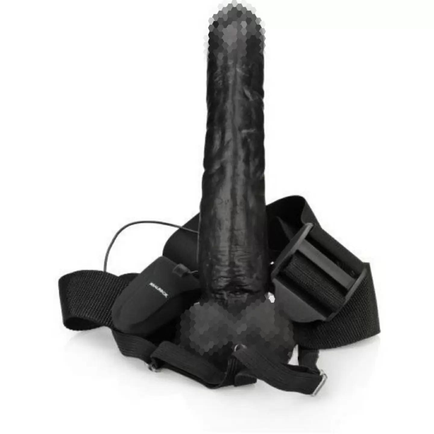 Мощный вибрострапон-фаллопротез Shots toys, с проводным пультом, 23 см, ПВХ , черный 