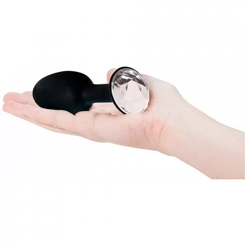 Ювелирная анальная пробка с кристаллом в основании Crystal Amulet Small маленькая  – черный