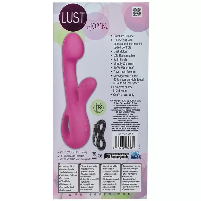 Вибромассажер Хай-Тек Lust by Jopen L18 – розовый