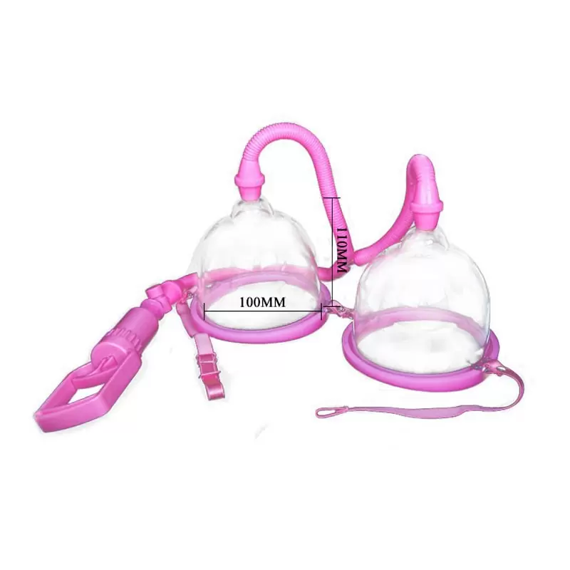 Вакуумная помпа для груди Breast Pump с двумя чашечками и ручным насосом – розовый