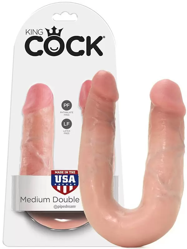 Фаллоимитатор двухголовый U-образный Double Trouble Medium средний – телесный