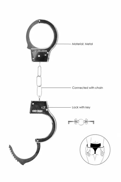Металлические наручники Beginner's Handcuffs, с ключом, серебристый