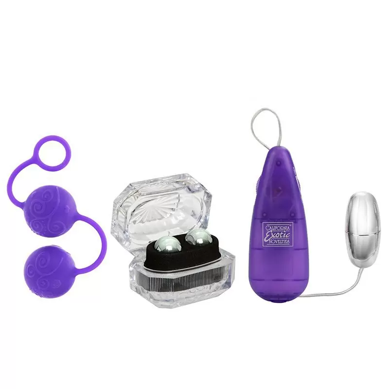 Набор вагинальных шариков Her Kegel Kit с вибропулей –  фиолетовый