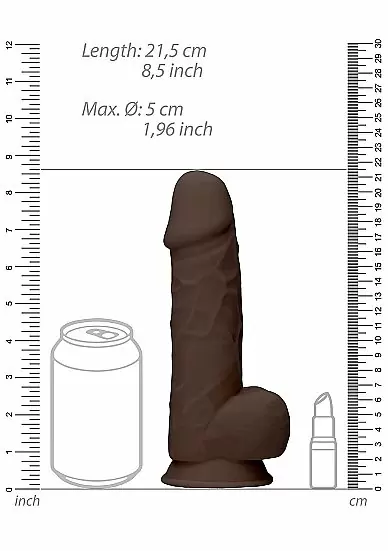 Фаллоимитатор Silicone Dildo With Balls - 21,6 см, шоколадный