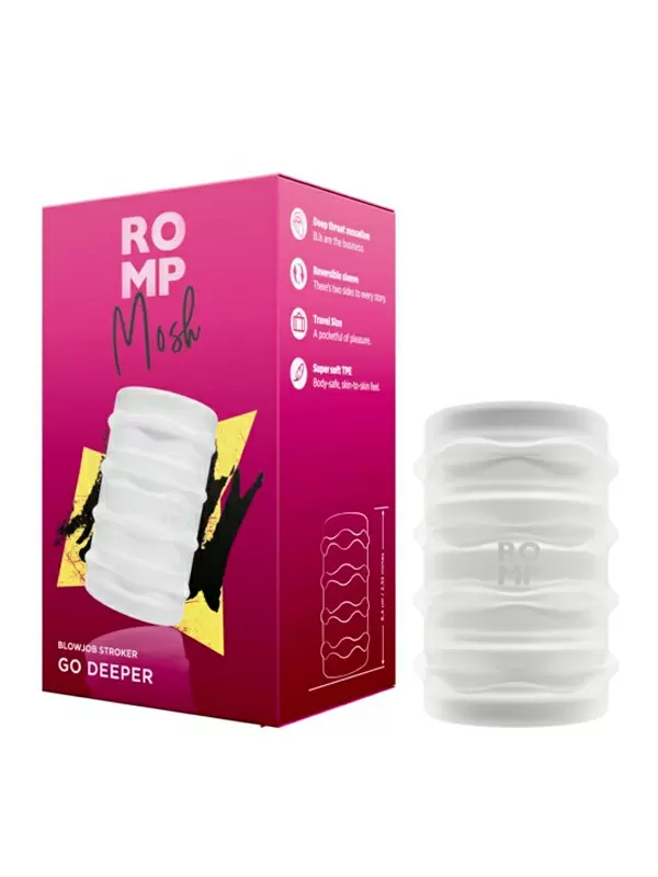 Нереалистичный мастурбатор Romp Mosh, 6,4 см, ТПЕ, прозрачный