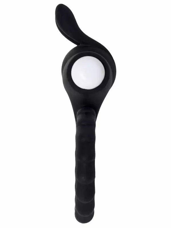 Необычное эрекционное кольцо JOS Bad Bunny, с вибропулей, силикон, 9 см, черное