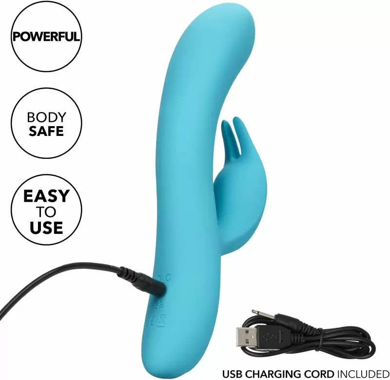 Изогнутый вибратор-кролик AZURE COLLECTION - BUNNY G, 22,8 см, силикон, голубой