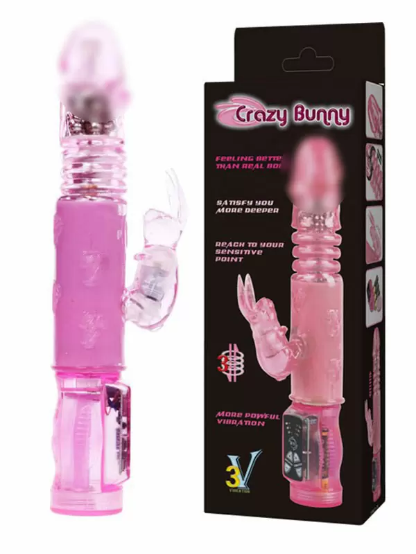 Вибратор Crazy Bunny с ротацией и стимуляцией клитора – розовый
