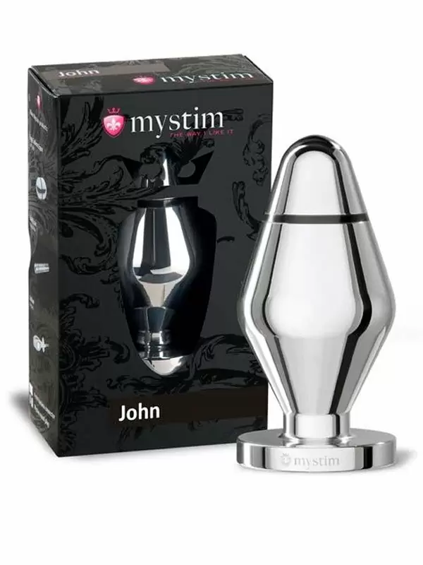 Анальный стимулятор Mystim John L, для подключения к источнику электроимпульсов, 10,5 см, серебристый